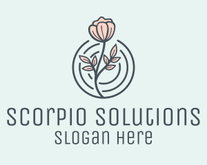 Pink Flower Badge logo design