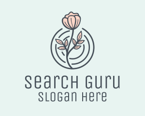 Pink Flower Badge logo design