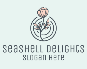 Pink Flower Badge logo design