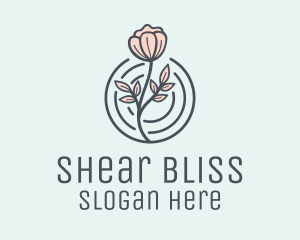 Pink Flower Badge logo design