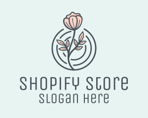 Pink Flower Badge logo design