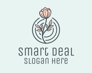 Pink Flower Badge logo design