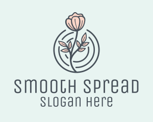 Pink Flower Badge logo design