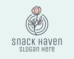 Pink Flower Badge logo design