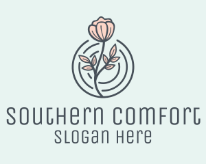 Pink Flower Badge logo design