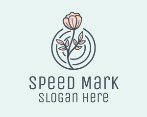 Pink Flower Badge logo design