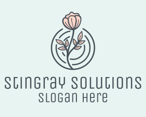 Pink Flower Badge logo design