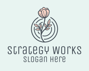 Pink Flower Badge logo design