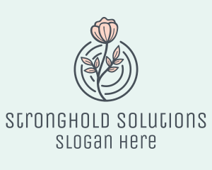 Pink Flower Badge logo design