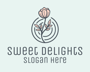 Pink Flower Badge logo design