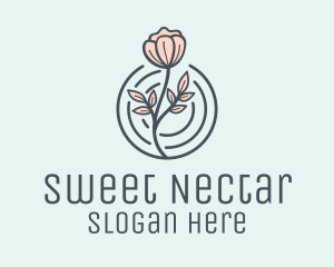 Pink Flower Badge logo design