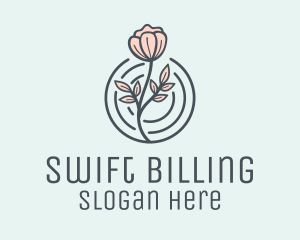 Pink Flower Badge logo design