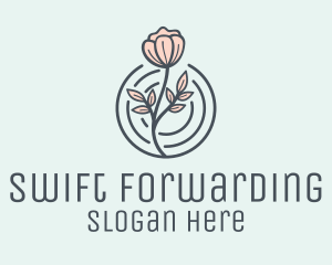 Pink Flower Badge logo design