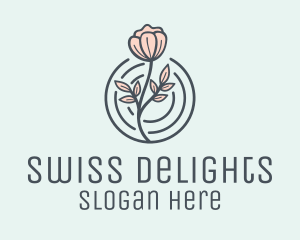 Pink Flower Badge logo design