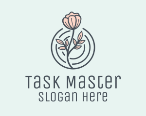 Pink Flower Badge logo design