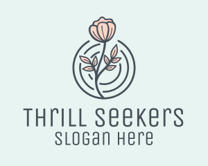 Pink Flower Badge logo design