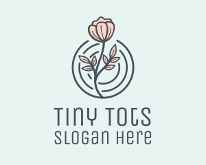 Pink Flower Badge logo design