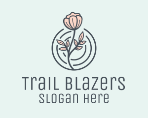 Pink Flower Badge logo design