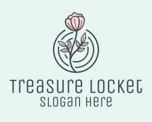 Pink Flower Badge logo design