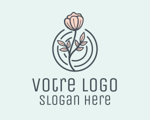 Badge - Pink Flower Badge logo design