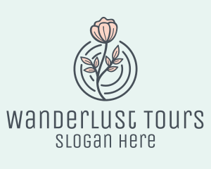 Pink Flower Badge logo design