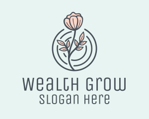 Pink Flower Badge logo design