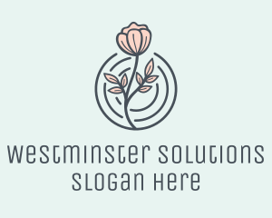 Pink Flower Badge logo design