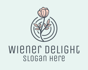 Pink Flower Badge logo design