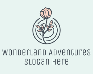 Pink Flower Badge logo design