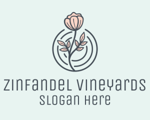 Pink Flower Badge logo design