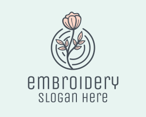 Pink Flower Badge logo design