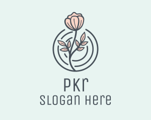 Pink Flower Badge logo design