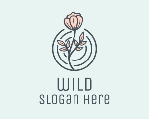 Circle - Pink Flower Badge logo design