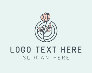 Flower - Pink Flower Badge logo design