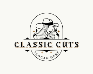 Western Cowgirl Hat logo design