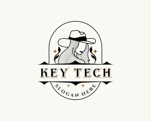 Western Cowgirl Hat logo design