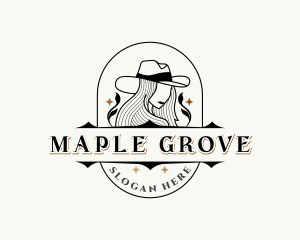 Western Cowgirl Hat logo design