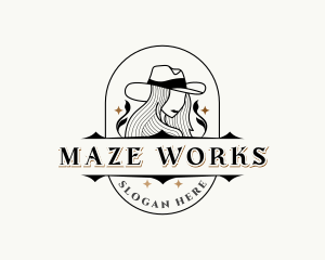 Western Cowgirl Hat logo design