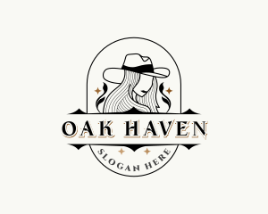 Western Cowgirl Hat logo design