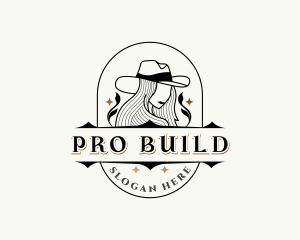 Western Cowgirl Hat logo design