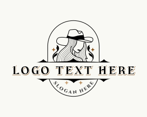 Girl - Western Cowgirl Hat logo design