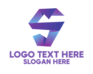Purple 3D Origami Letter S Logo