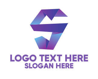 Purple 3D Origami Letter S Logo