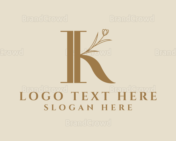 Floral Nature Stationery Letter K Logo