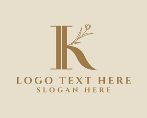 Stationery - Floral Nature Stationery Letter K logo design