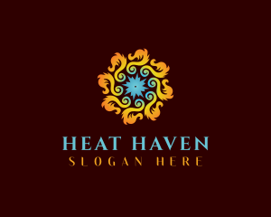 Fire HVAC Heating Cooling logo design