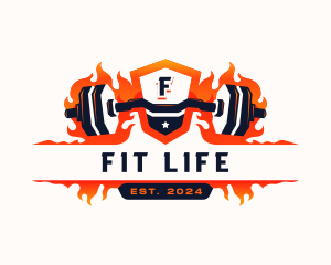 Fitness Gym Barbell logo design