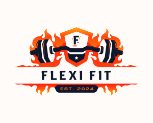 Fitness Gym Barbell logo design