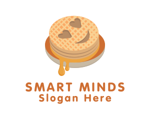 Food Cart - Emoji Waffle Breakfast logo design