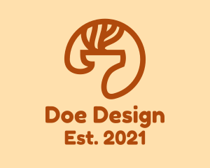 Doe - Deer Head Antlers logo design